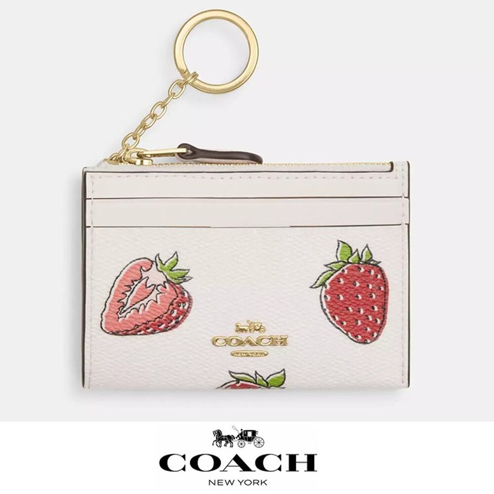 🍓Coach Mini Skinny Id Case With Strawberry Print